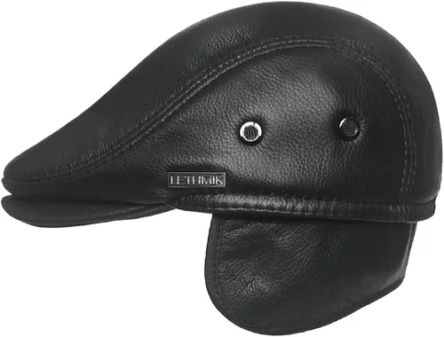 Vista 5 de LETHMIK Sombrero Plano de taxista en Piel Auténtica clásico Newsboy Cap Ivy de conducir