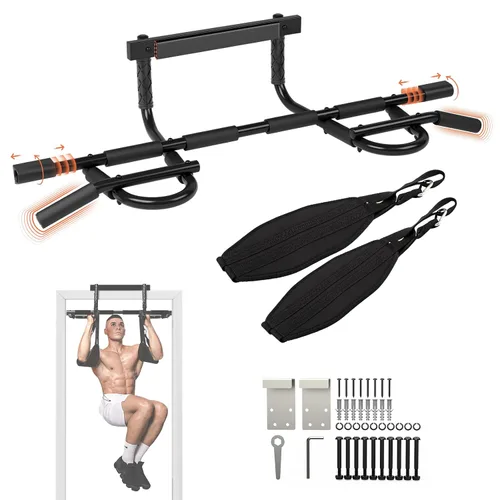 Vista 9 de Yes4All - Barra de dominadas resistente para montar en la pared – Agarre múltiple para dominadas / Barra de dominadas para montar en el techo A.