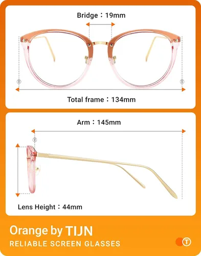 Vista 7 de Gafas TIJN de óptica con montura redonda de metal, estilo vintage, bloquean la luz azul, gafas sin prescripción con montura para mujer