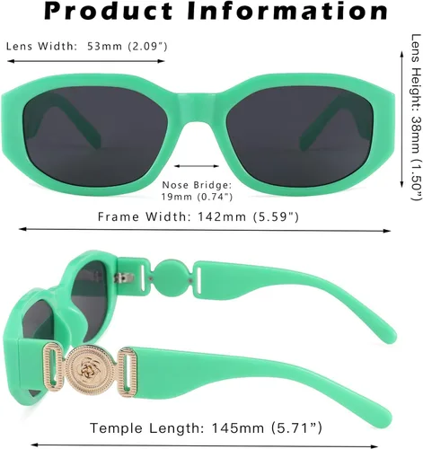Vista 4 de COASION Gafas de sol rectangulares irregulares de moda para mujer, diseño vintage de moda, protección UV