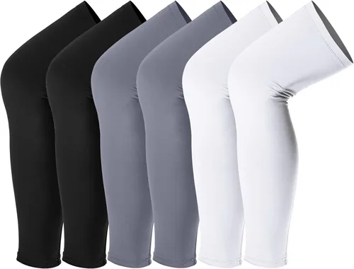 Vista 9 de Mangas de compresión para piernas, manga larga para rodilla, protección UV, para hombres y mujeres, deporte, baloncesto, fútbol americano