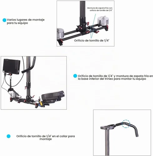 Vista 3 de DF DIGITALFOTO Thanos Pro II Chaleco de soporte giratorio Steadycam Axis System Trinity Glide Gear para grúa 3S RS 2/RSC 2/RS 3/RS3 Pro/RS 4/RS4 Pro
