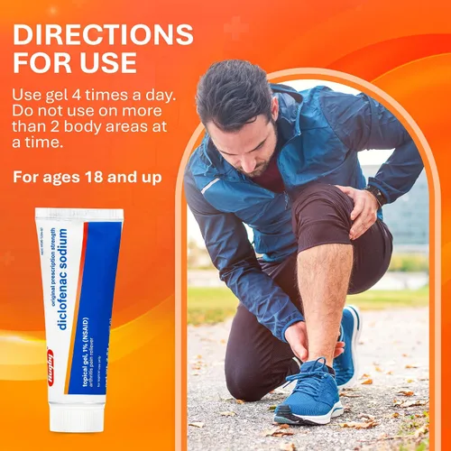 Vista 5 de Rugby Diclofenac Sodium Topical Gel 1%, AINE Anti-Inflamatorio Prescripción Strength Medicated Gel - Alivio diario del dolor de artritis para manos