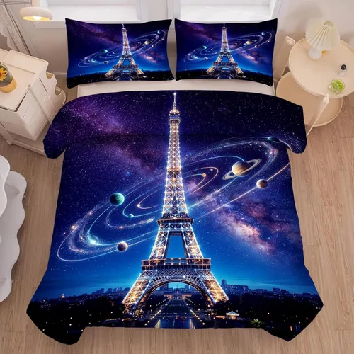 Vista 28 de kxry Lindo juego de edredón de niña negra, juegos de ropa de cama individual de niña afroamericana para niños, bonito edredón de nubes estrelladas