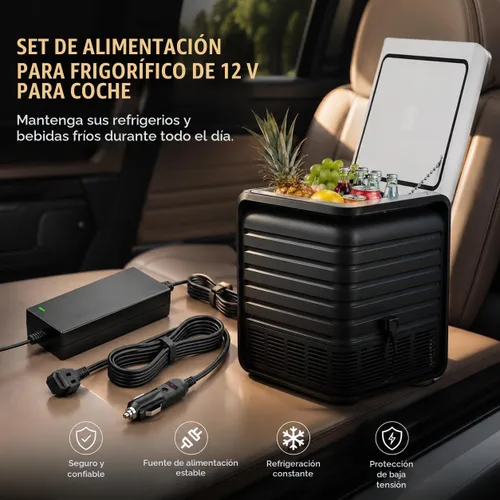 Vista 2 de Kit de cable de alimentación para refrigerador de automóvil AC/DC, adaptador de CA de 14.5 V y enchufe de encendedor de cigarrillos de 12 V/24 V CC
