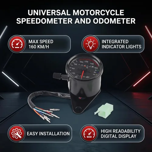 Vista 3 de Motocicleta cuentakilómetros velocímetro indicador doble pantalla digital KM/H Universal 1pc (negro)