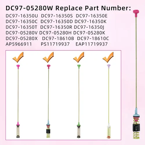 Vista 5 de Kits de varillas de suspensión WA50R5200AW/US WA50R5400AV/US para lavadora Samsung WA45T3200AW/A4, reemplaza WA45M7050AW/A4 WA45T3400AV/A4