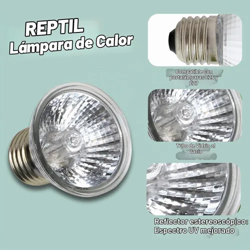 Vista 2 de LUCKY HERP Paquete de 4 bombillas de luz para reptiles UVA UVB de 25W, bombillas de lámpara de calor para reptiles y anfibios, bombilla de luz
