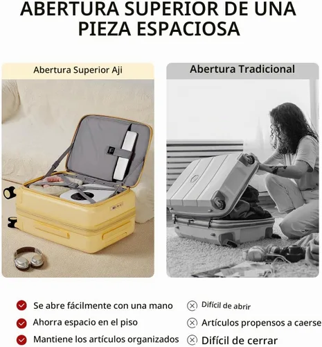 Vista 2 de Equipaje con Apertura Superior Tipo Waffle, Queso Amarillo, Maleta de mano de 20 pulg., Moderno