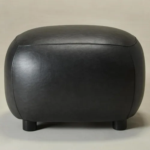Vista 8 de KINWELL Otomana tapizada de piel sintética de 23 pulgadas de ancho, reposapiés moderno de mediados de siglo con asiento acolchado suave, reposapiés