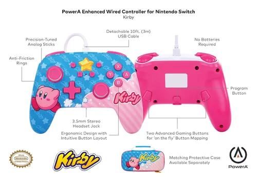 Vista 2 de PowerA Enhanced Wired Controller for Nintendo Switch - Kirby