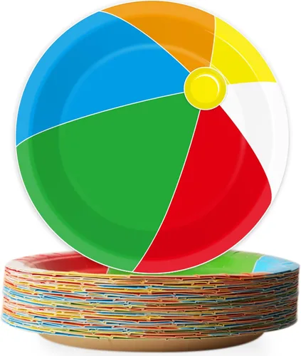 Vista 10 de Wiooffen Juego de 24 platos de papel para fiestas de tenis, juego de vajilla desechable, platos de postre para fiestas de tenis, deportes