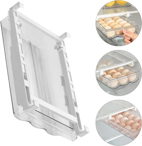 Vista 7 de SOLUSTRE Cajones de almacenamiento para refrigerador, cajones de almacenamiento de huevos, contenedores de alimentos frescos para congelador