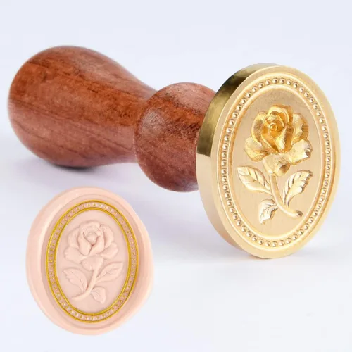 Vista 9 de Sello de Cera de Abeja en Relieve 3D - Cabeza de Latón con Mango de Madera, para Hacer Sellos de Cera para Invitaciones de Boda/Sobres/Envoltorios