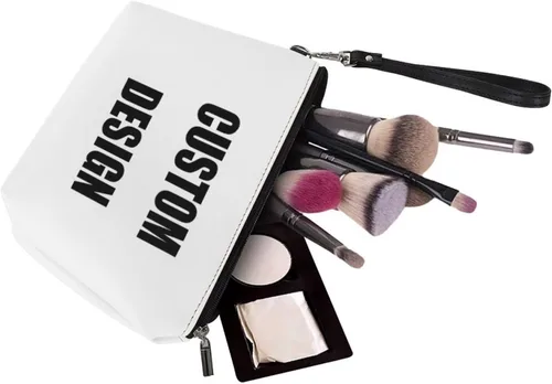 Vista 4 de Bigcardesigns Bolsa de maquillaje organizadora de cosméticos con asa para mujeres y señoras de viaje, portátil, bolsa de inodoro de piel sintética