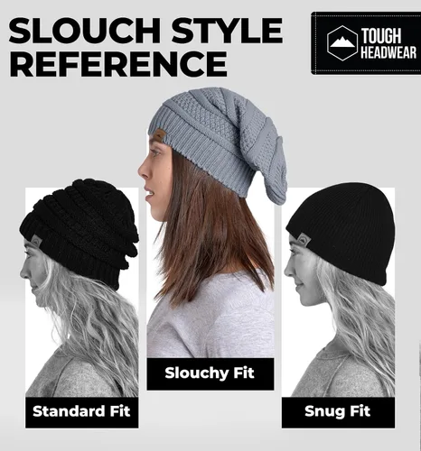 Vista 42 de Slouchy Cable tejido Gorro de lana por Tough Headwear – Gorro de lana de gran tamaño Sombreros Gorros Graves Sombreros Para Hombres y Mujeres