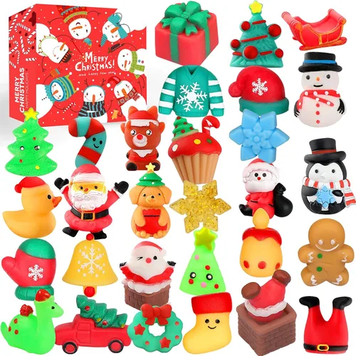 Vista 7 de Juguetes esponjosos, paquete de 26 juguetes esponjosos de Navidad, recuerdos de fiesta para niños de 4 a 8 a 12, Mochi Kawaii Cat Squishy Fidget