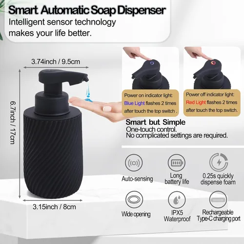 Vista 2 de Dispensador automático de jabón, dispensador de jabón líquido sin contacto para fregadero de cocina, dispensador automático de desinfectante
