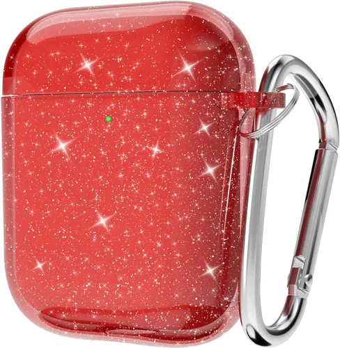 Vista 17 de Svanove Funda para Airpods Transparente con Purpurina, Funda Brillante y Bonita para Airpods de 1ª y 2ª Generación con Llavero, Carcasa Rígida