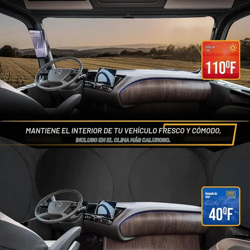 Vista 3 de EcoNour Parasol Impreso de Camión Semirremolque para Parabrisas Protector Solar UV y Bloqueador de Calor Accesorios de Parasoles para Ventana