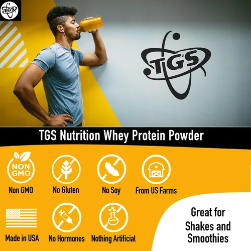 Vista 4 de TGS Nutrition 100 Proteína de suero en polvo sin sabor, sin azúcar - Limpia, sin ingredientes artificiales para hombres y mujeres - 5 libras a