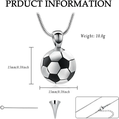 Vista 2 de Collar de urna de cremación para cenizas, colgante de acero inoxidable, collar conmemorativo deportivo, soporte para cenizas, recuerdo
