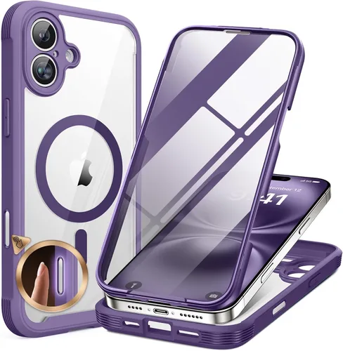 Vista 56 de Miracase - Funda magnética para iPhone 13 Pro Max de 6.7 pulgadas (compatible con MagSafe), transparente, completo, protector de pantalla de vidrio