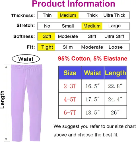 Vista 4 de Leggings básicos de algodón para niñas pequeñas, leggings para niñas pequeñas, leggings de ajuste largo para niñas, paquete de 4, Gris