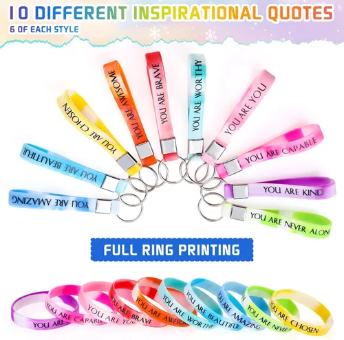 Vista 2 de Sratte 120 pulseras motivacionales, regalos inspiradores, llaveros inspiradores, regalo de agradecimiento para la semana de CNA, profesores