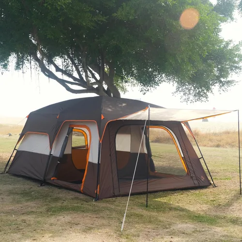 Vista 3 de KTT Extra Large Tent 6-12-14 Person,Family Cabin Tents,2 Rooms,3 Doors and 3 Windows with Mesh,Straight Wall,Waterproof,Double Layer,Big Tent for