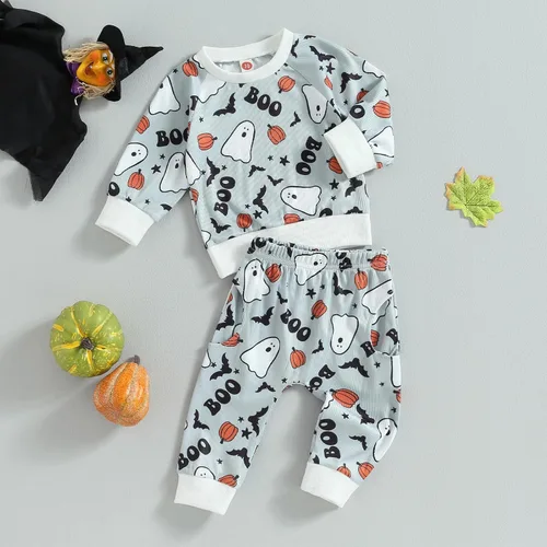 Vista 57 de Karwuiio Conjunto de disfraz de Halloween para bebé, sudadera de manga larga y pantalones para otoño