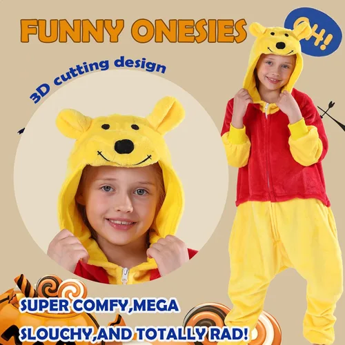 Vista 3 de SWEETXIN Kids Unisex Onesie Pajamas Plush One Piece Halloween Costume Cosplay Sleepwear for Girls Boys