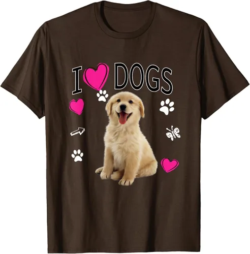 Vista 56 de Camiseta I Love Dogs - Camiseta Golden Labrador retriever, Azul Negro