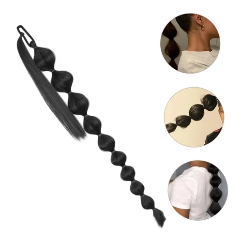 Vista 2 de FOMIYES Peluca de cola de caballo de burbujas, pelucas para mujer, cola de caballo afro, cola de caballo con burbujas, extensión de cola de caballo