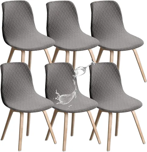Vista 29 de Juego de 2 fundas de jacquard para silla, elásticas, impermeables, escandinavas, para sillas de comedor, lavables, modernas, fundas de asiento