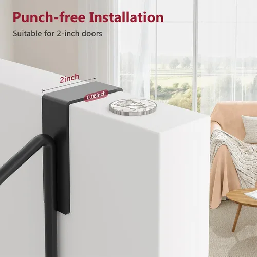 Vista 5 de Tajsoon Percha para colgar sobre la puerta con estante de almacenamiento y 6 ganchos, perchero para colgar abrigos, perchero de puerta para baño
