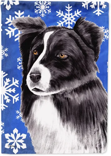Vista 261 de Caroline's Treasures SC9374GF Bulldog English Snow flakes Holiday Garden Flag Buzón Bandera decorativa para patio exterior, patio, obras de arte