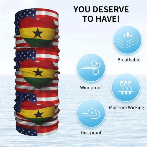 Vista 9 de Neck Gaiter Ghana Ghanaian American Flag USA Love Face Cover Scarf Uv Sun Protection Balaclava Head Mask for Men Women Fishing Mask Hiking Cycling
