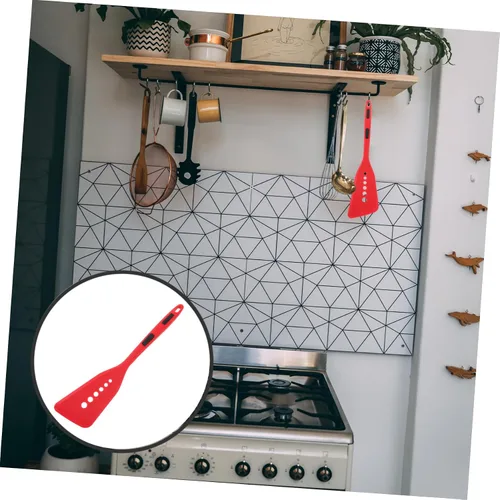 Vista 8 de Espátula de pescado frito antiadherente de silicona Turner a prueba de calor espátula para panqueques herramienta de cocina fácil de usar Rojo