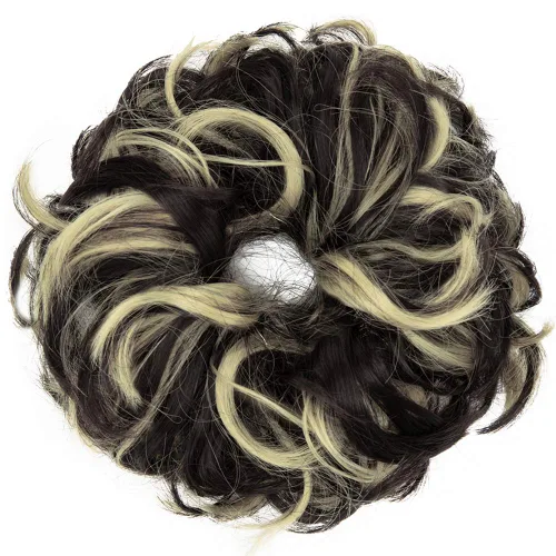 Vista 2 de Lelinta - Extensiones de pelo ondulado y rizado, peluca en una liga de cabello en forma de rodete y moño
