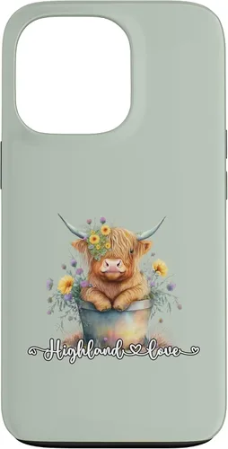 Vista 10 de Lindo bebé Highland vaca ternero amor primavera pastel novedad caso para iPhone 16