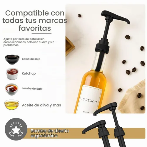Vista 3 de Paquete de 12 dispensadores de bomba de jarabe negro para botellas de plástico de 25.4 fl oz Torani