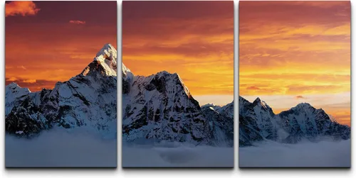 Vista 122 de wall26 Lienzo enmarcado para pared, juego de arte de noche estrellada sobre montañas, cielo nocturno tranquilo, naturaleza, desierto, fotografía