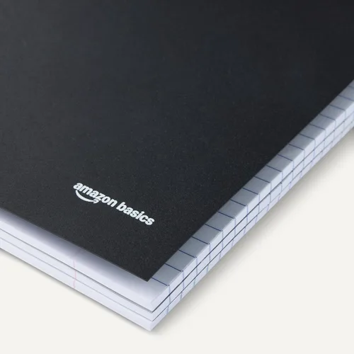 Vista 3 de Amazon Basics Cuaderno en espiral con líneas universitarias, 3 materias, 150 hojas, 8.5 x 11 pulgadas, Negro
