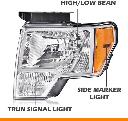Vista 5 de G-PLUS Conjunto de faros, compatible con Ford F150 2009 2010 2011 2012 2013 2014 (no compatible con estilo LED, solo se ajusta sin estilo LED)