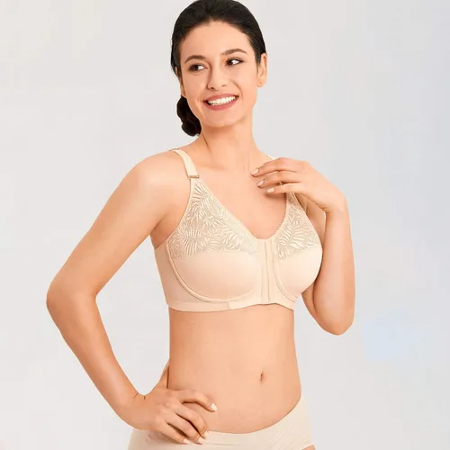 Vista 5 de Sujetador de postura de soporte trasero inalámbrico de encaje con cierre frontal para mujer, talla grande
