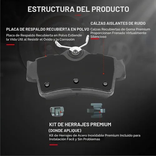 Vista 3 de Cciyu D627 Kit de 4 piezas de pastillas de freno cerámicas traseras 1994-2004 para Ford Mustang