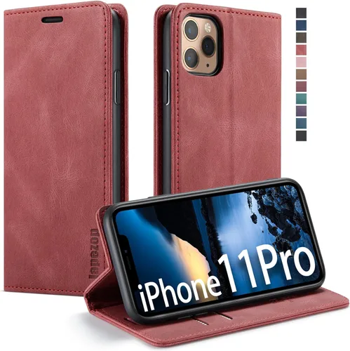 Vista 15 de japezop Funda para iPhone 11 Pro, iPhone 11 Pro funda tipo cartera para mujeres u hombres con [bloqueo RFID] soporte para tarjetas de crédito, funda