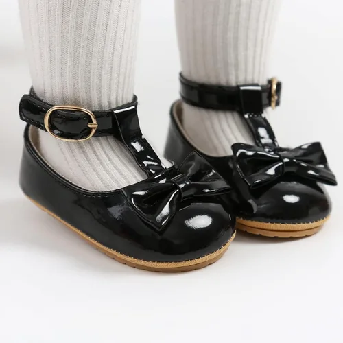Vista 3 de Zapatos planos Mary Jane para bebés y niñas con Bownot, suela suave, suela suave, piel sintética, recién nacidos, primeros pasos, para fiesta