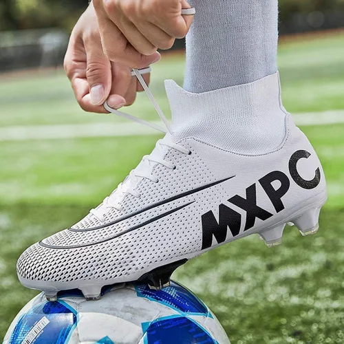 Vista 6 de GTY Botas de fútbol para hombre tacos de fútbol firmes Hightop para entrenamiento atlético